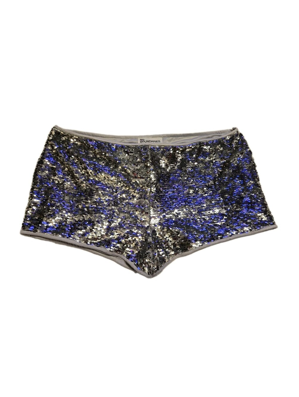 No Boundaries Silver Sequin Shorts Hot Pants Costume Festival Rave Y2K XXL 20